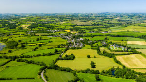 landscape of Green rural farm fields
