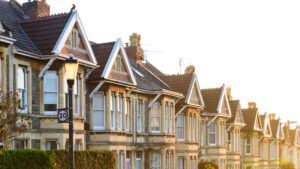 Row of terrace houses in England