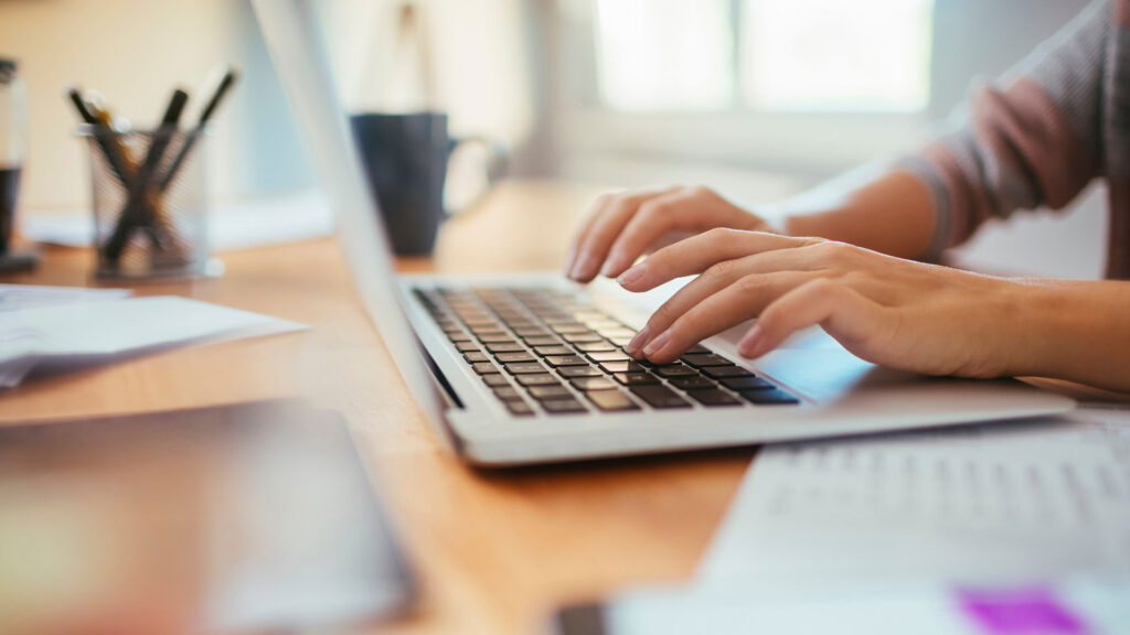 Woman using a laptop