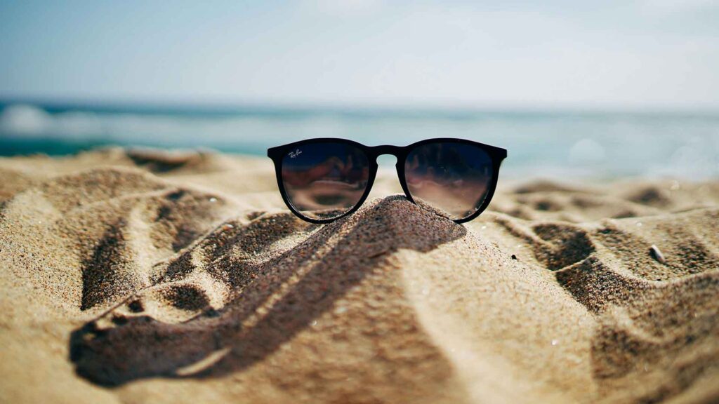 Sunglasses on beach