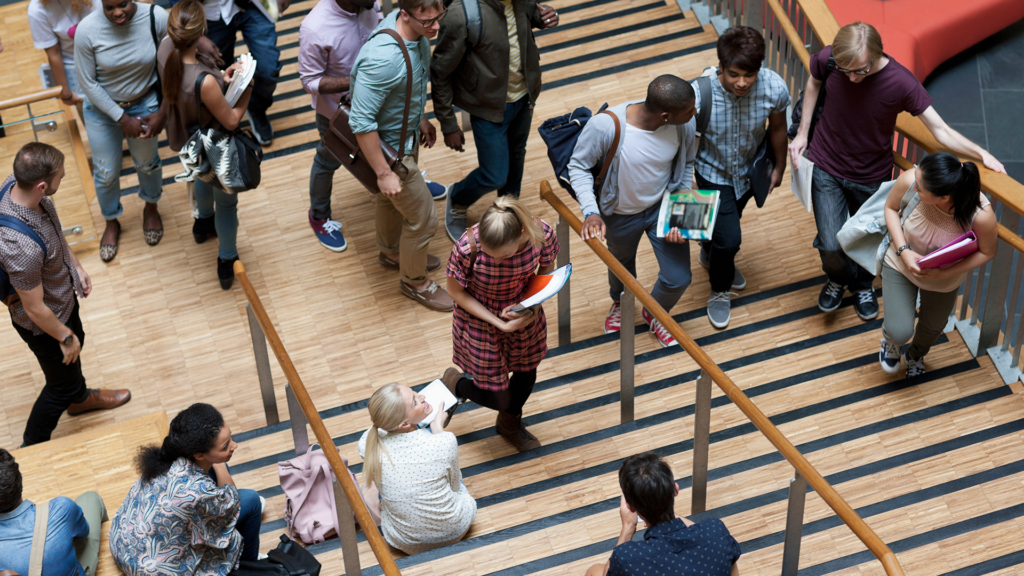 Students on steps